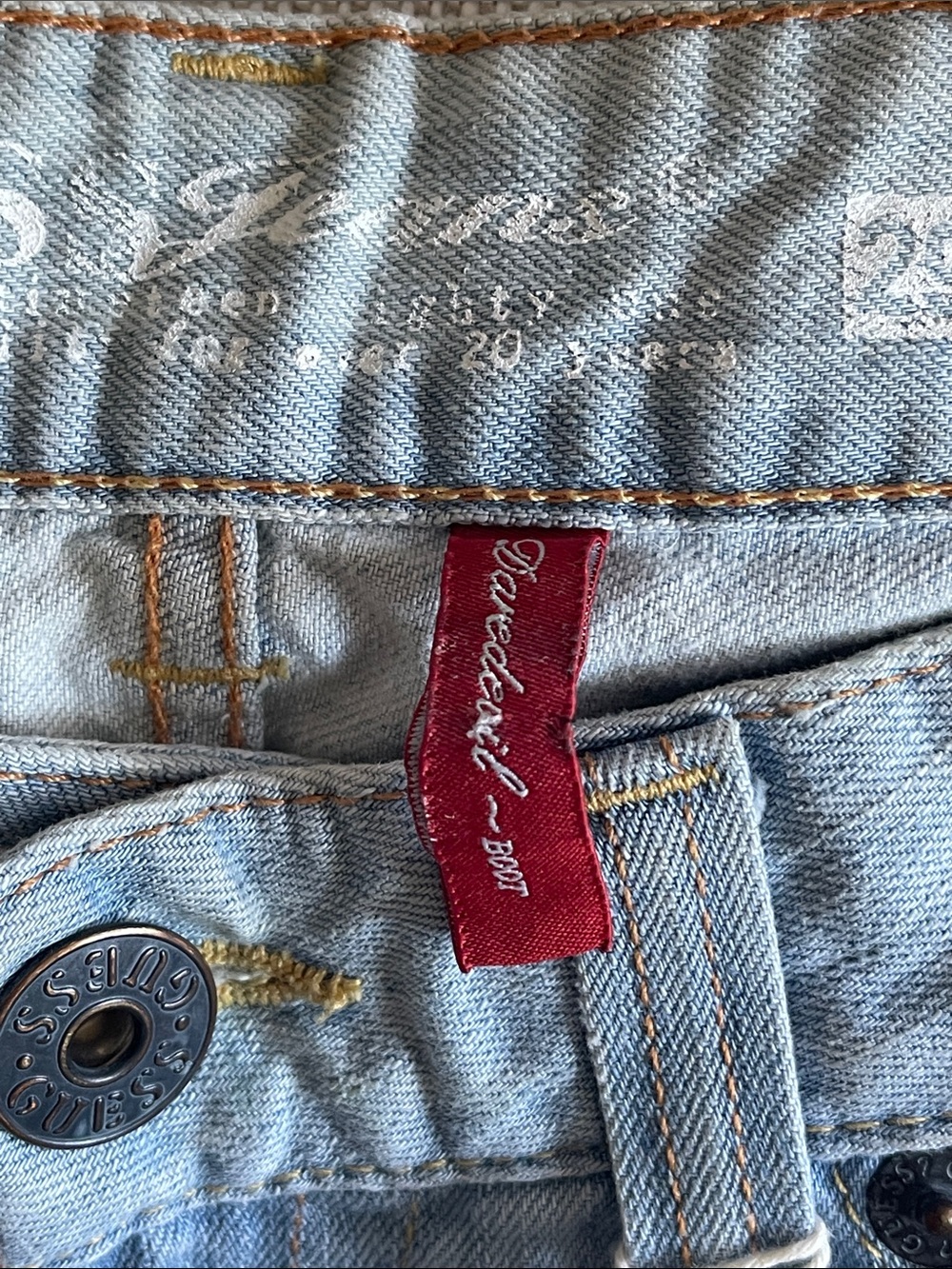 GUESS NEW Y2K Daredevil Bootcut Flare Jeans 29 light blue denim - Picture 3 of 12